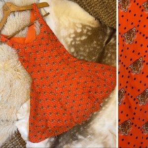 Adorable Tangerine Tiger Cub Chiffon Mini Dress
